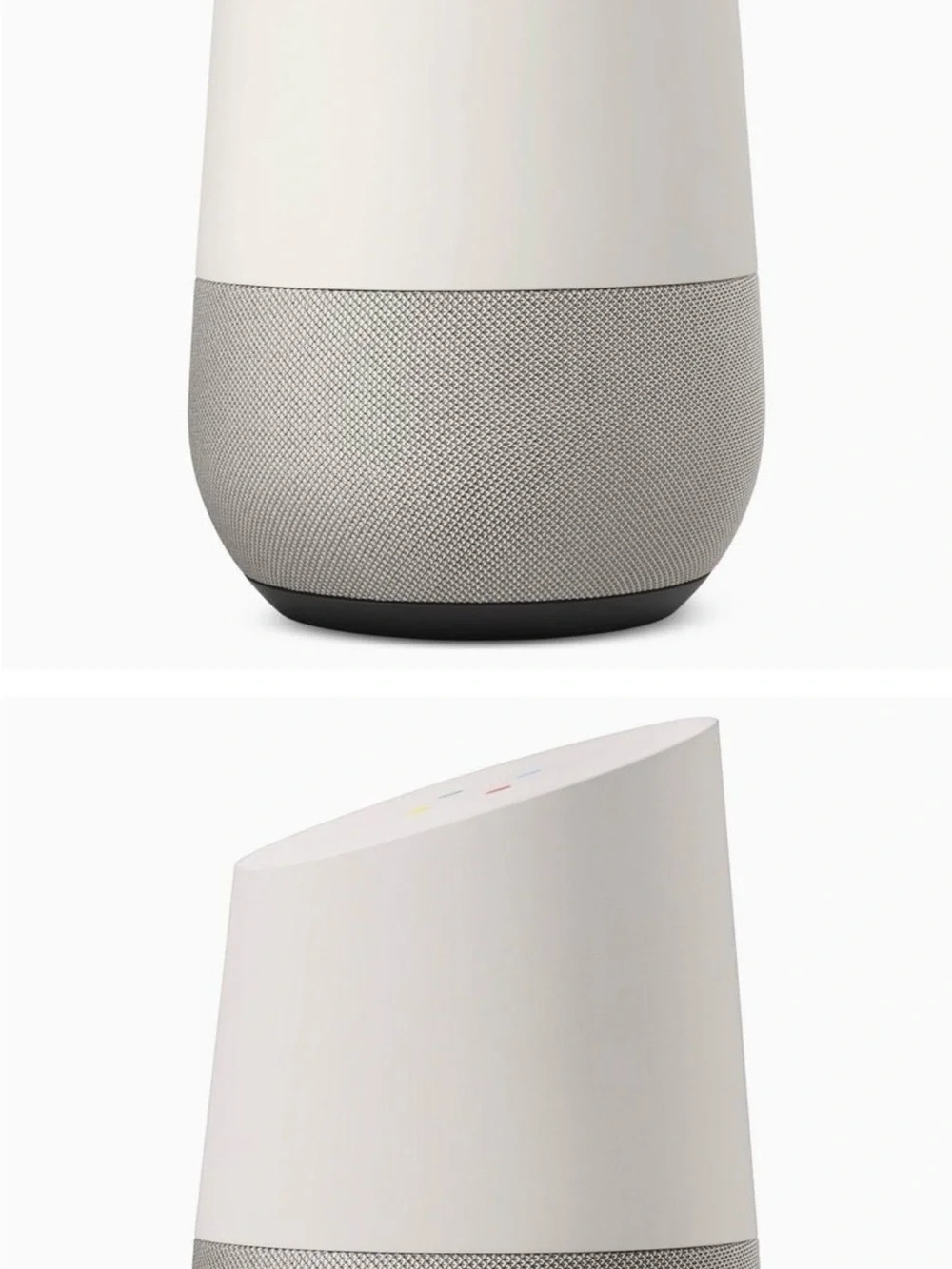 google Home Smart Speaker in White and Light Gray